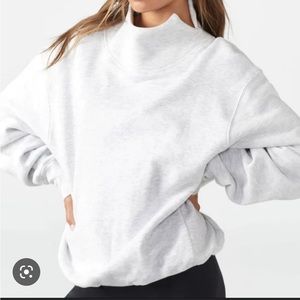 Joah Brown Oversized Turtleneck Sweatshirt in Pearl Great